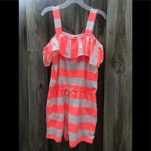 Tommy Hilfiger girls romper NWT 8/10 coral/white